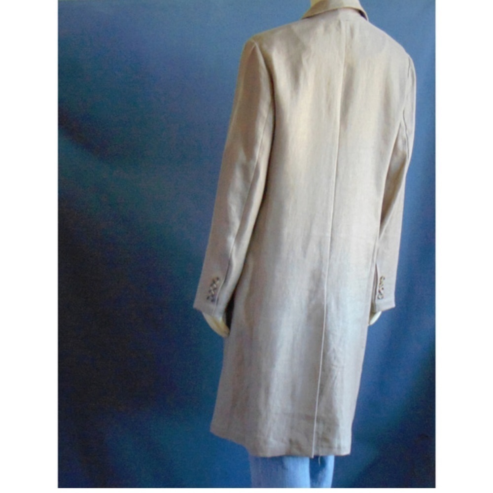 Sundance 100% Linen Duster Coat Khaki Longline Jacket Coastal Capsule Sz Medium - Picture 7 of 12